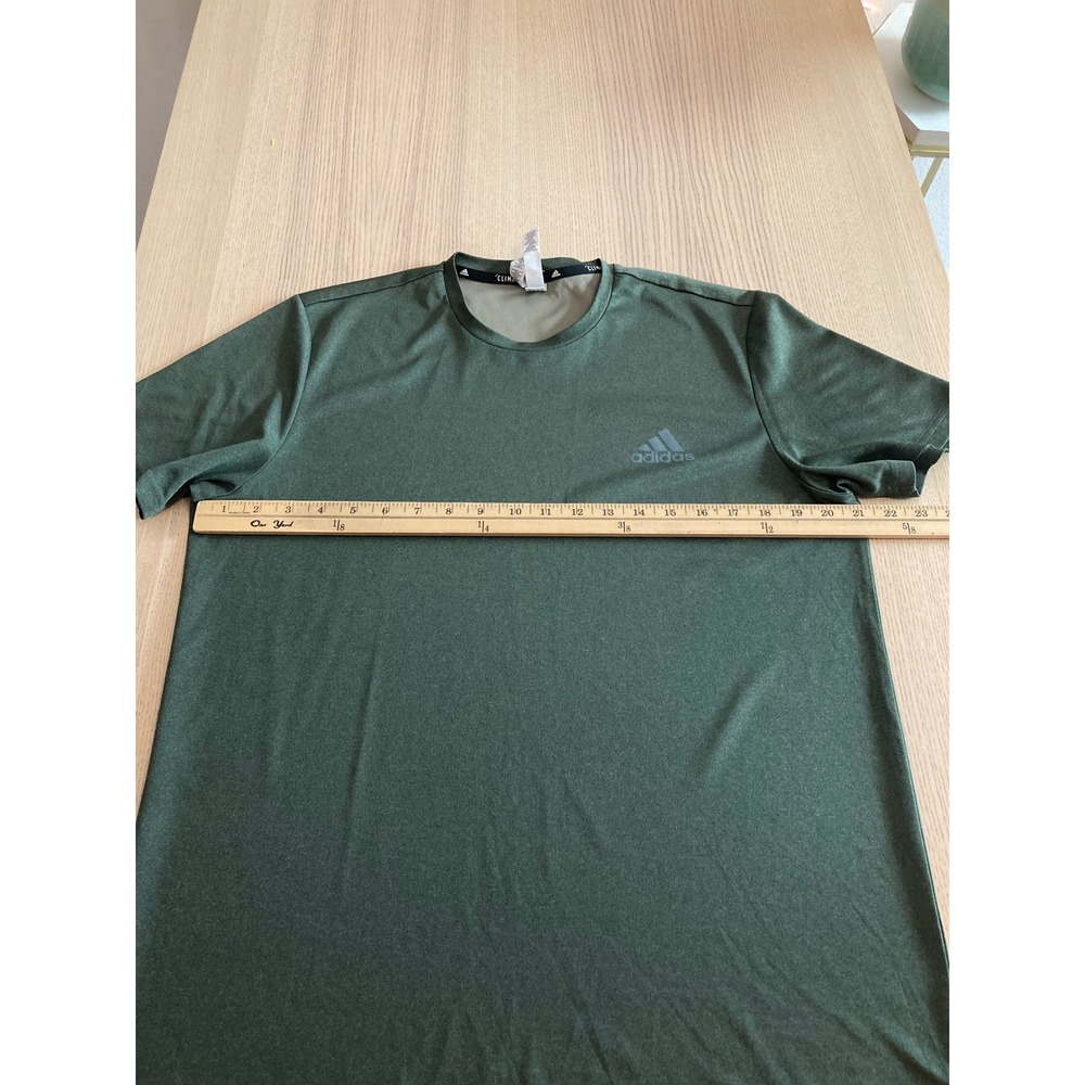 Adidas T-Shirt Mens Large Green Climalite Performance Short Sleeve Heathered Tee - Picture 6 of 8